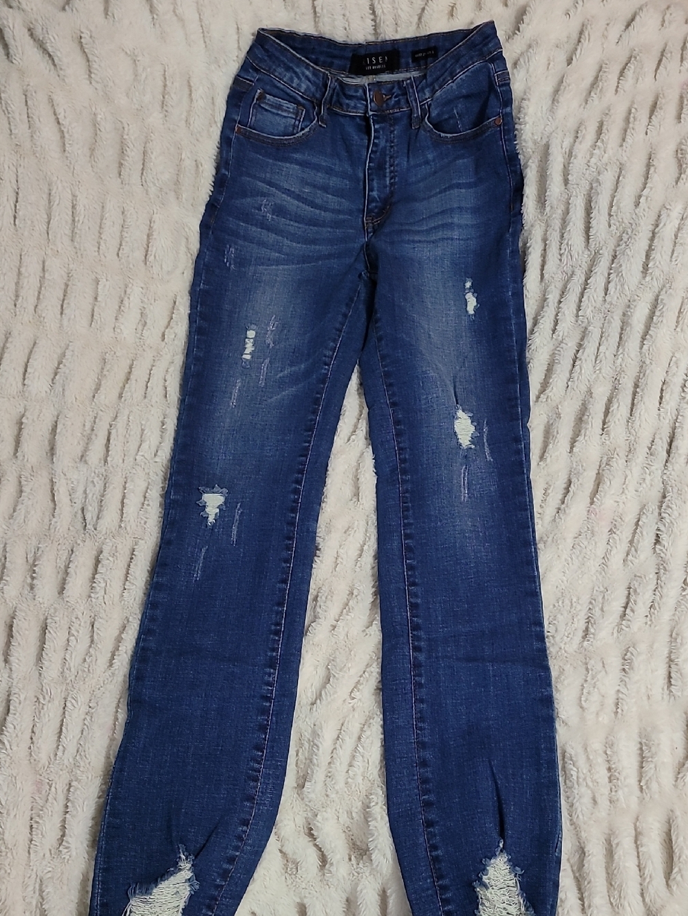 RISEN Slim Fit Women's Distressed Blue Skinny Jeans